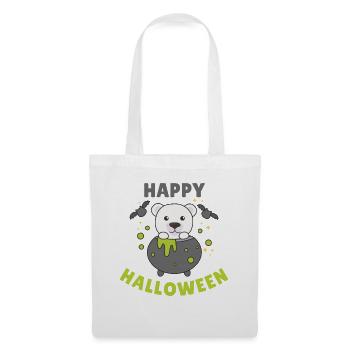 Ours polaire Joyeux Halloween Chaudron Bat - Sac en tissu - blanc - Devant