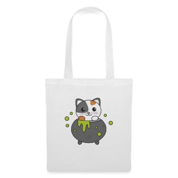 Cat Happy Halloween Cauldron Bat - Tote Bag - white - Front