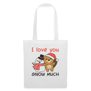 Biber Je t’aime neige beaucoup schneemann wortspiel - Sac en tissu - blanc - Devant