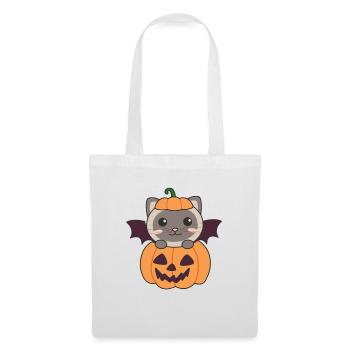 Chat Halloween Citrouille Bat Costume - Sac en tissu - blanc - Devant
