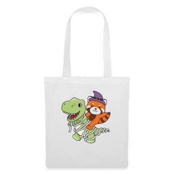 Rote Panda Happy Halloween T-Rex Mumie Kostüm - Stoffbeutel - Weiß - Vorne