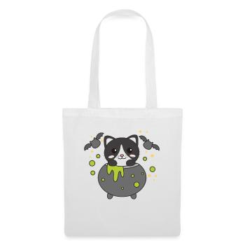 Cat Happy Halloween Cauldron Bat - Tote Bag - white - Front