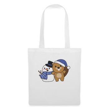 Beaver with snowman in winter for Christmas - Tote Bag - white - Front