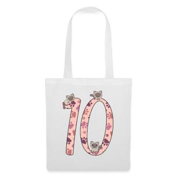 Chat siamois dixième anniversaire pour les enfants chats - Sac en tissu - blanc - Devant