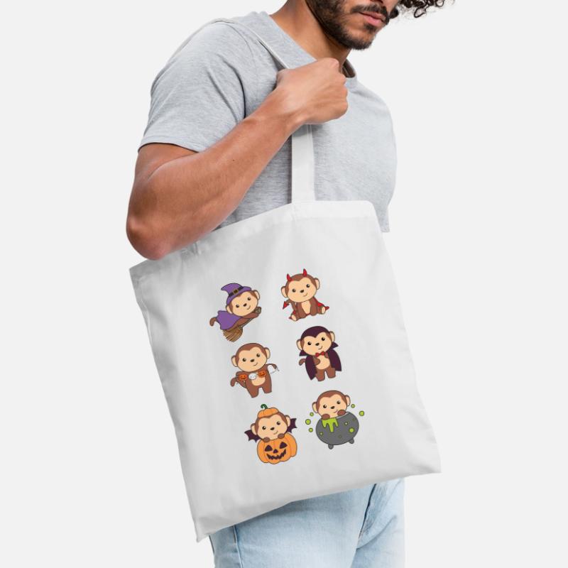 Monkey Halloween Witch Devil Pumpkin Vampire Costume Tote Bag
