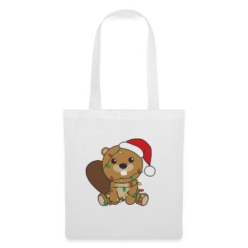 Biber Weihnachten Winter Tiere Biber - Stoffbeutel - Weiß - Vorne