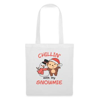 Monkey Chillin avec mon bonhomme de neige - Sac en tissu - blanc - Devant