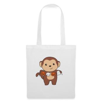 Singe Happy Halloween Citrouille Bat Costume - Sac en tissu - blanc - Devant