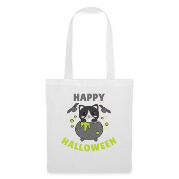 Cat Happy Halloween Cauldron Bat - Tote Bag - white - Front
