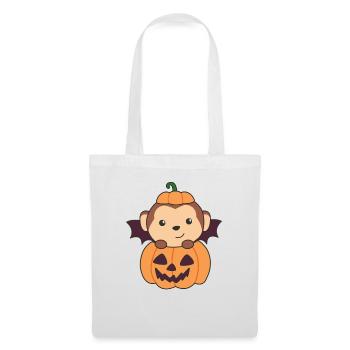 Singe Halloween Costume de chauve-souris de citrouille - Sac en tissu - blanc - Devant