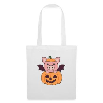 Cochon Halloween Costume de chauve-souris de citrouille - Sac en tissu - blanc - Devant