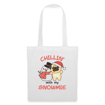 Carlin Chillin avec mon bonhomme de neige - Sac en tissu - blanc - Devant