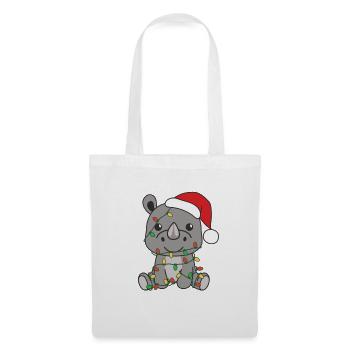 Rhinocéros Noël Animaux d’hiver Rhinocéros - Sac en tissu - blanc - Devant