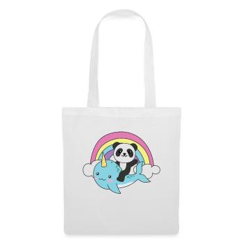 Narval Panda Ocean Unicorn kawaii Arc-en-ciel - Sac en tissu - blanc - Devant