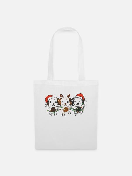 Dalmatiner Weihnachten Weihnachtstiere süße Hunde - Stoffbeutel - Weiß
