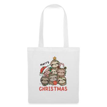 Paresseux arbre de Noël Joyeux Noël - Sac en tissu - blanc - Devant