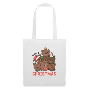 Ours Arbre de Noël Joyeux Noël - Sac en tissu - blanc - Devant