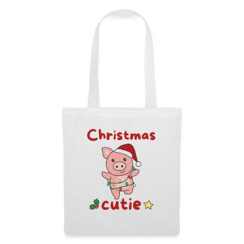 Cochon de Noël Cochons Mignon de Noël - Sac en tissu - blanc - Devant