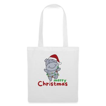 Hippo fröhliche Weihnachten Winter Tiere Hippos - Stoffbeutel - Weiß - Vorne