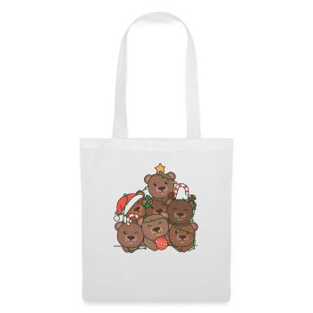 Ours Arbre de Noël Drôle Animal Noël - Sac en tissu - blanc - Devant