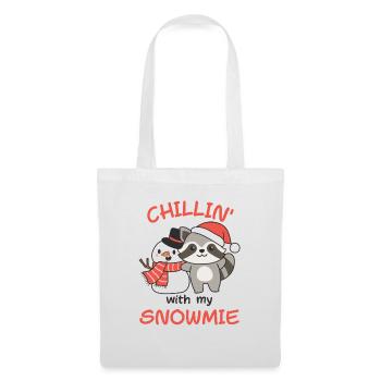 Raccoon Chillin avec mon bonhomme de neige - Sac en tissu - blanc - Devant