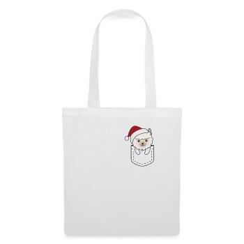 Fröhliche Weinachten süßes Lama in Brusttasche - Stoffbeutel - Weiß - Vorne