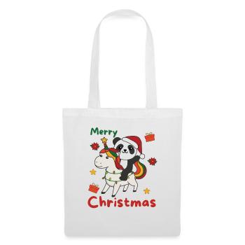 Weihnachts Einhorn Panda frohe Weihnachten Einhorn - Stoffbeutel - Weiß - Vorne