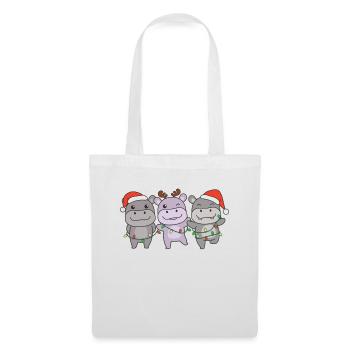 Hippopotames de Noël Animaux Mignons Hippopotames - Sac en tissu - blanc - Devant
