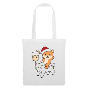 Shiba Inu Lama Weihnachten Schnee Winter Tiere - Stoffbeutel - Weiß - Vorne