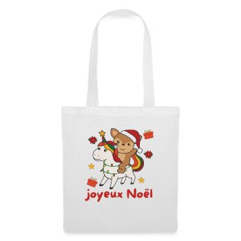 Weihnachts Einhorn Reh frohe Weihnachten Einhorn - Stoffbeutel - Weiß - Vorne