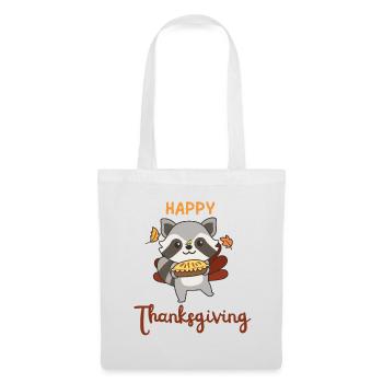 thanksgiving day outfits turkey raccoon with pie - Tote Bag - white - Front