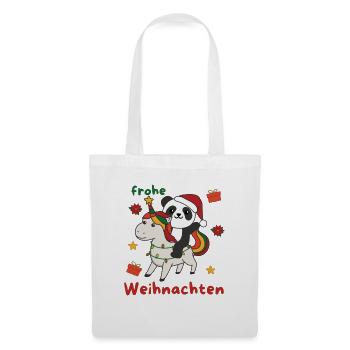 Weihnachts Einhorn Panda frohe Weihnachten Einhorn - Stoffbeutel - Weiß - Vorne