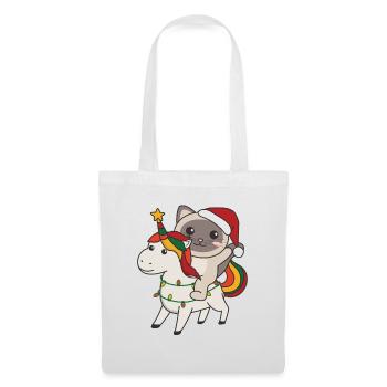 Weihnachts Einhorn Katze frohe Weihnachten Einhorn - Stoffbeutel - Weiß - Vorne