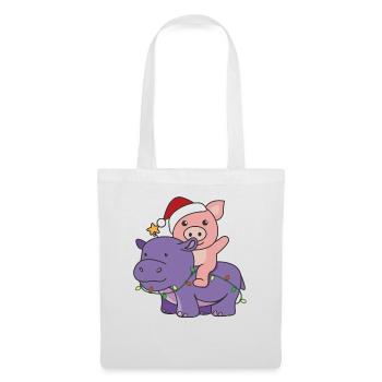 Christmas Hippo Pig Merry Christmas Hippo - Tote Bag - white - Front