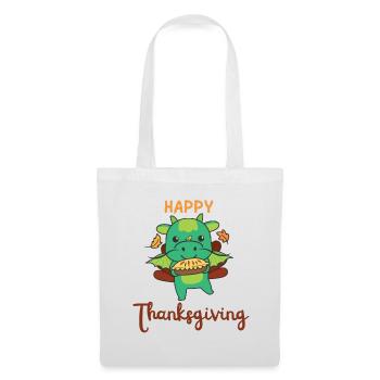 thanksgiving day outfits Truthahn Drache mit Pie - Stoffbeutel - Weiß - Vorne