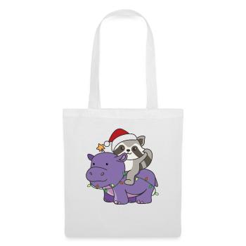 Christmas Hippo Raccoon Merry Christmas Hippo - Tote Bag - white - Front