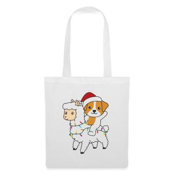Jack Russell Lama Weihnachten Schnee Winter Tiere - Stoffbeutel - Weiß - Vorne