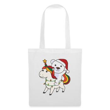 Weihnacht Einhorn Eisbär frohe Weihnachten Einhorn - Stoffbeutel - Weiß - Vorne