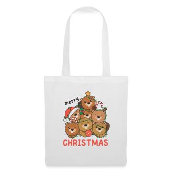 Castor Arbre de Noël Joyeux Noël - Sac en tissu - blanc - Devant
