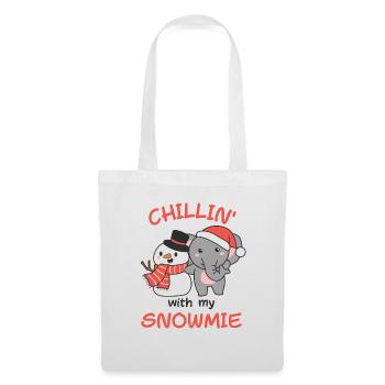 Elephant Chillin avec mon bonhomme de neige - Sac en tissu - blanc - Devant