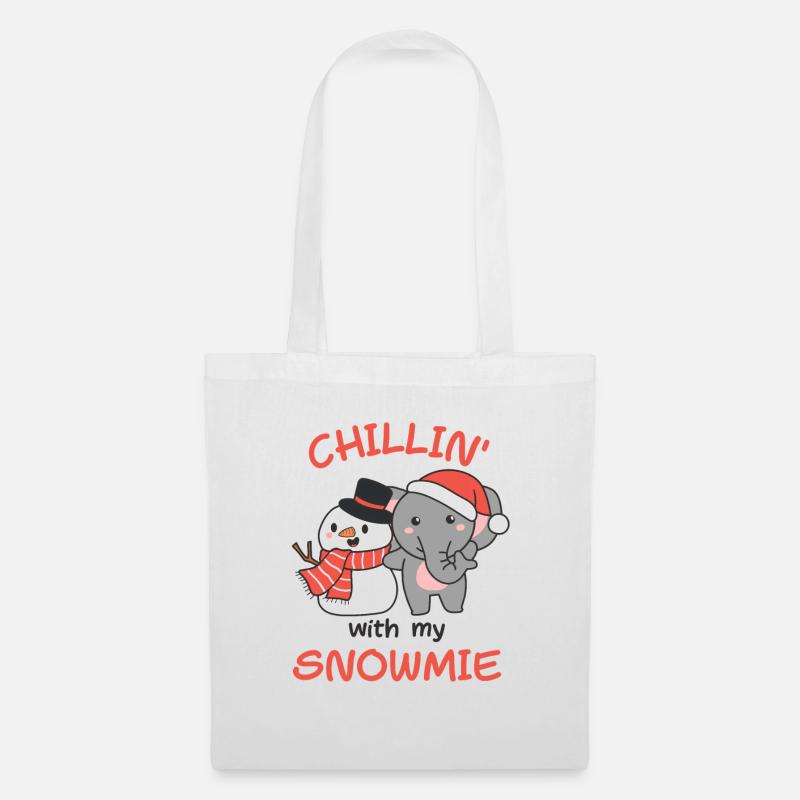 Elephant Chillin with my snowmie snowman - Tote Bag - white
