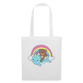 Narwhal Bear Ocean Unicorn kawaii Rainbow - Sac en tissu - blanc - Devant