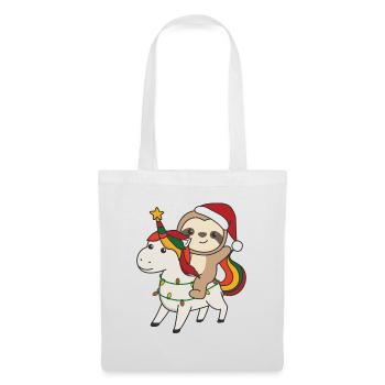 Weihnachts Faultier frohe Weihnachten Einhorn - Stoffbeutel - Weiß - Vorne