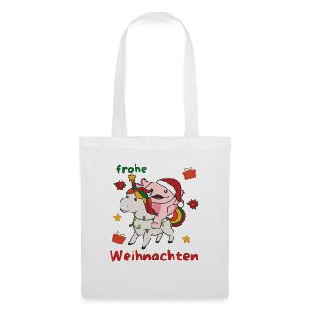 Weihnachts Axolotl frohe Weihnachten Einhorn - Stoffbeutel - Weiß - Vorne