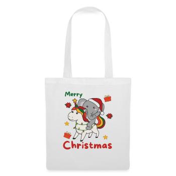 Weihnachts Elefant frohe Weihnachten Einhorn - Stoffbeutel - Weiß - Vorne