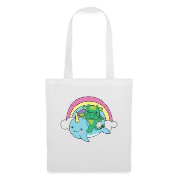 Narval Dragon Ocean Unicorn kawaii Arc-en-ciel - Sac en tissu - blanc - Devant