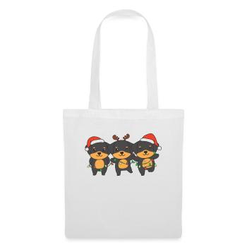Rottweiler Weihnachten Weihnachtstiere süße Hunde - Stoffbeutel - Weiß - Vorne