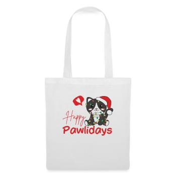 Chat Noël Chats mignons Joyeux Pawlidays - Sac en tissu - blanc - Devant
