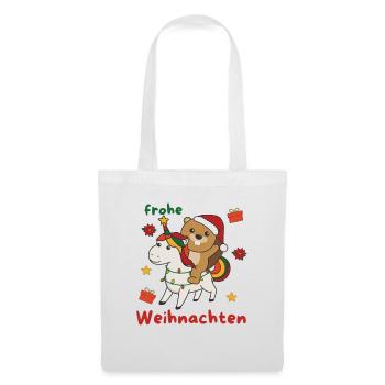 Licorne de Noël Castor Joyeux Noël Licorne - Sac en tissu - blanc - Devant