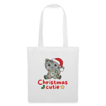 Katze Weihnachten Katzen Christmas Cutie - Stoffbeutel - Weiß - Vorne